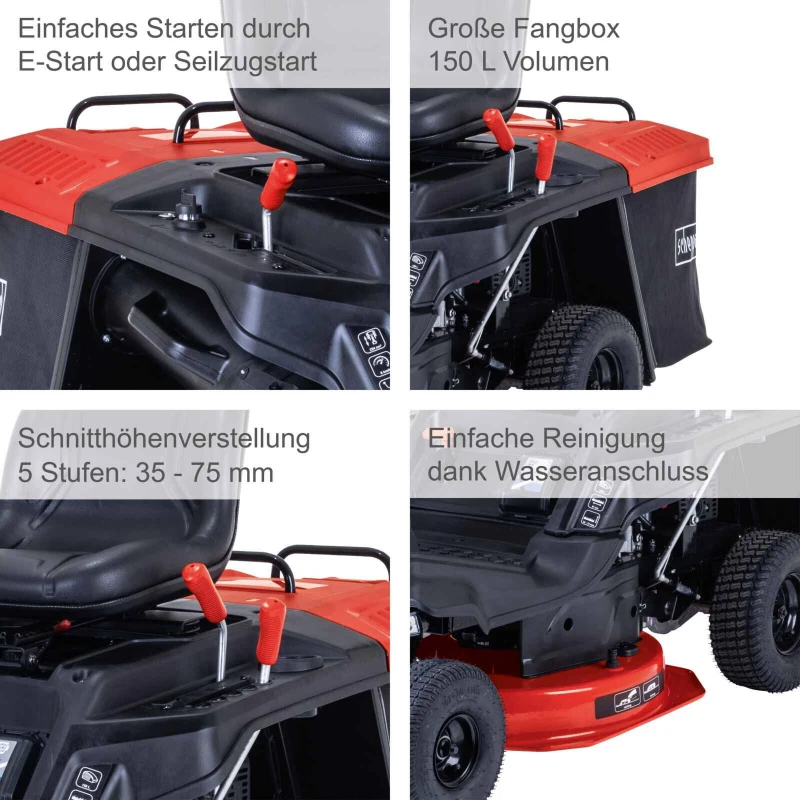 Scheppach MR225-61 Aufsitzmäher – Benzinbetrieb, 61 cm Schnittbreite – Bild 4